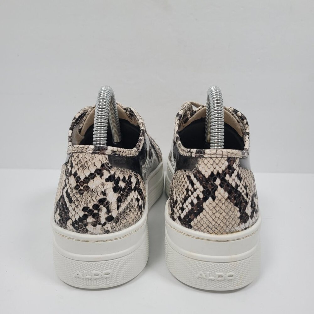 Aldo Platform Women’s Tan Black Lace Up Snake Print Sneaker US Size 6 - Picture 4 of 8